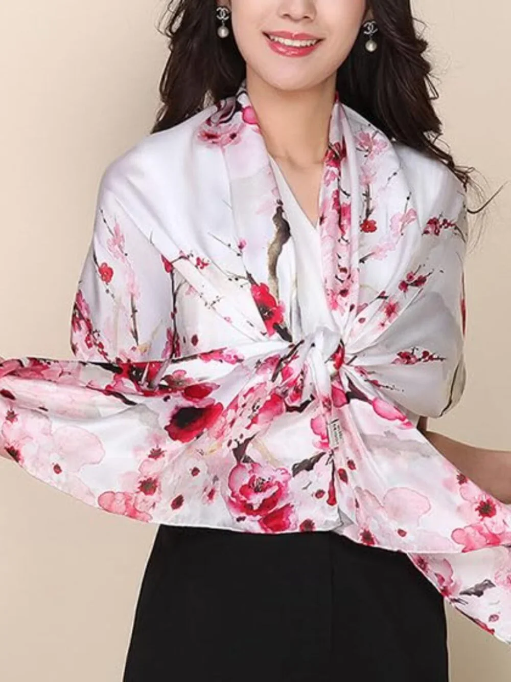 100% Mulberry Silk Long Scarf Wrap Shawl for Women Large Oblong